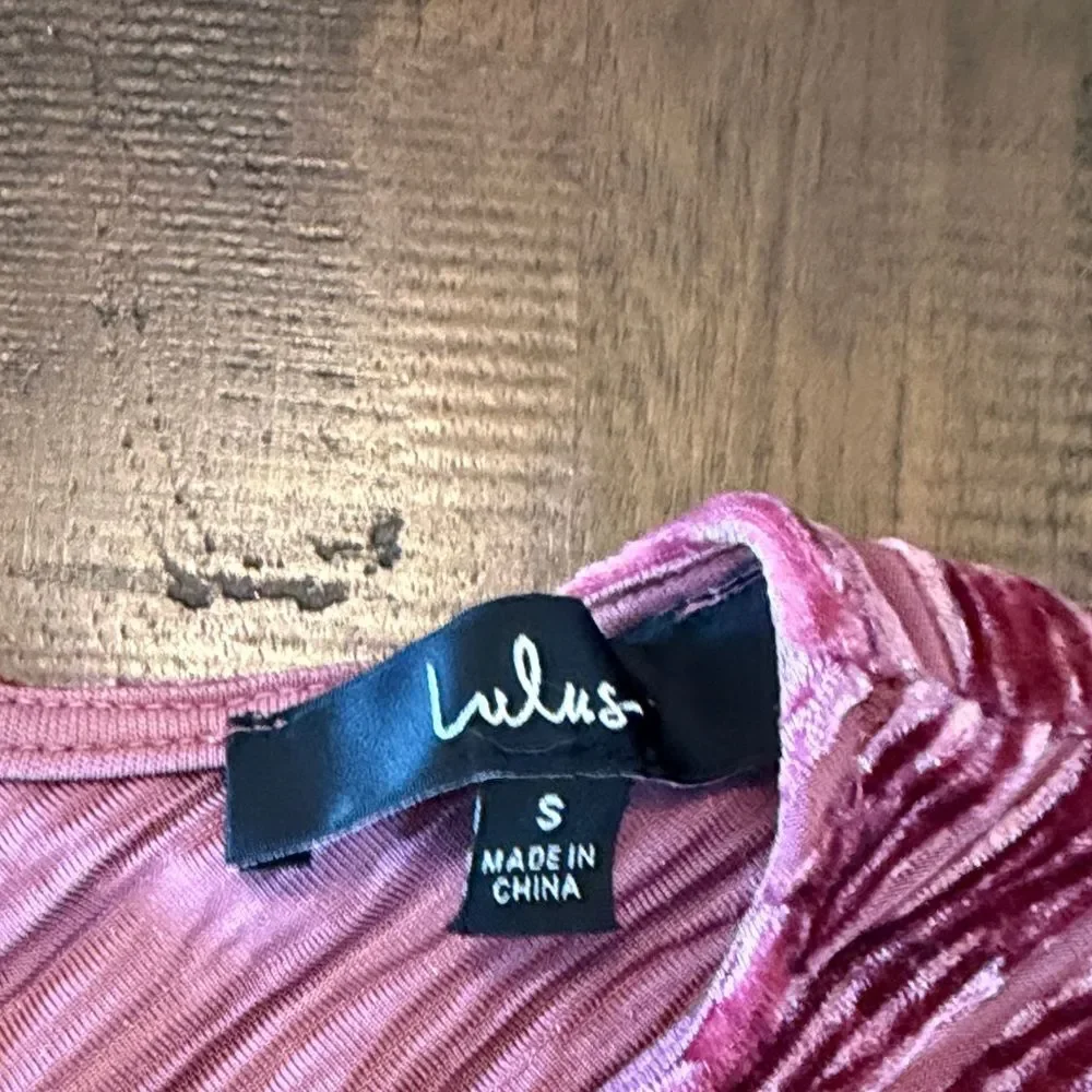 Lulus Pink velvet Long-Sleeve Ribbed bodysuit - Picture 2 of 9
